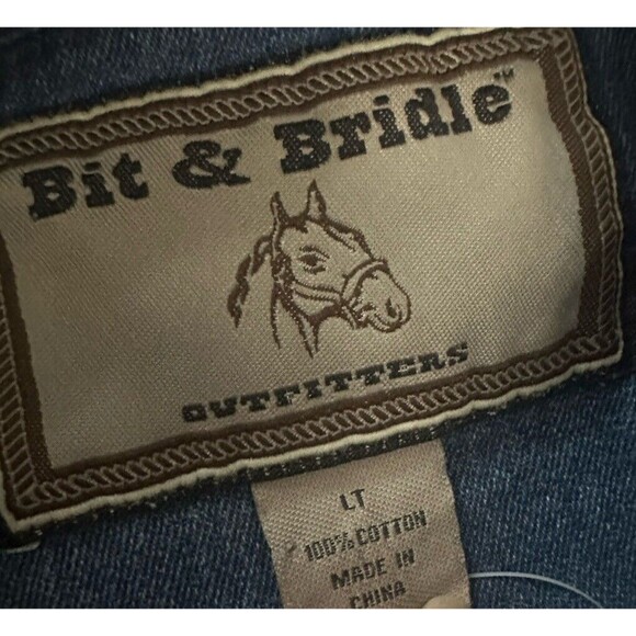 NWT BIT & BRIDLE Men's Denim Button Down Long Sleeve Collared Shirt Size LT - Picture 3 of 4